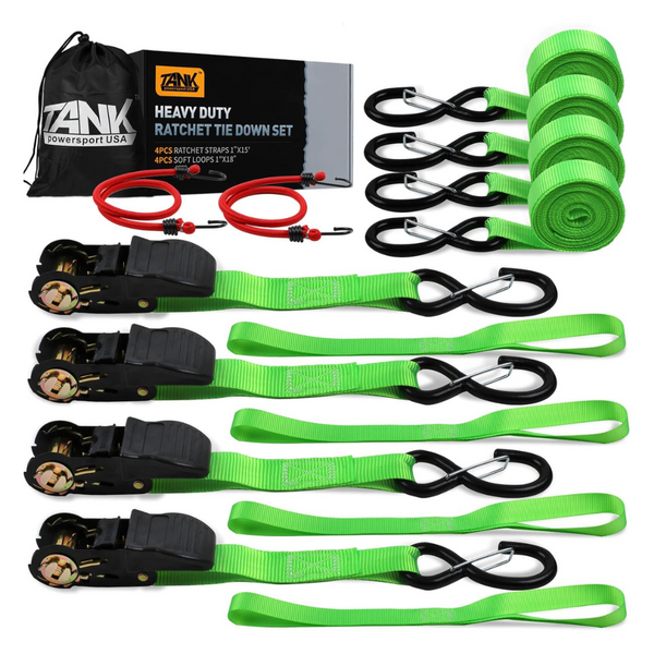 1650LB Break Strength Heavy Duty Ratchet Straps Set (Various)
