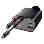 4-in-1 69W USB-C Retractable Car Charger With Retractable Cord