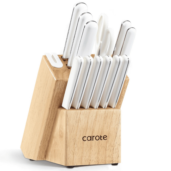 14-Pieces CAROTE Stainless Steel Knife Set With Built-In Sharpener (2 Colors)