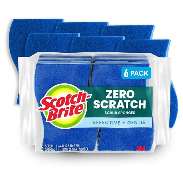 6-Pack Scotch-Brite Zero Scratch Scrub Sponges