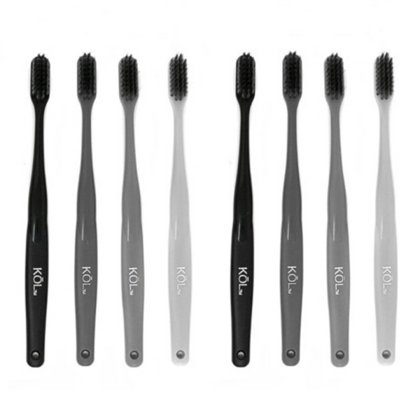 8-Count Charcoal Toothbrushes With Ergonomic Handle