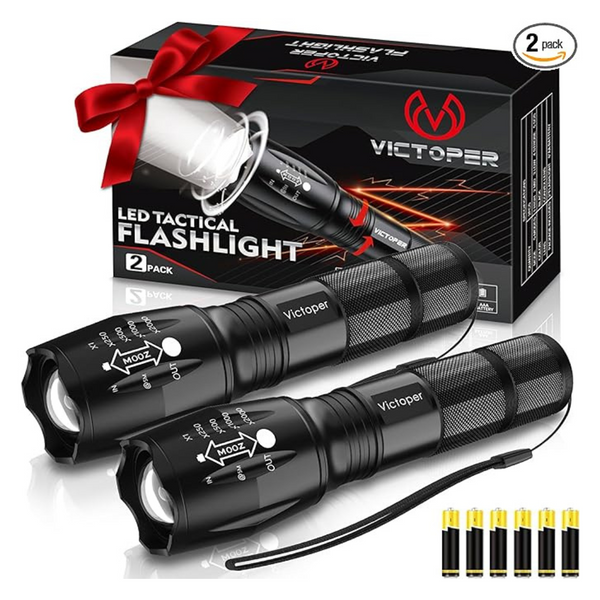 2-Pack Victoper 2000 Lumens Waterproof LED Flashlight With 5 Modes
