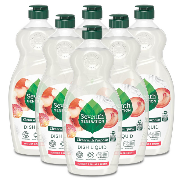 6 Bottles Of Seventh Generation Dish Soap Liquid Summer Orchard Scent (19 oz Bottles)