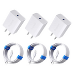 3-Pack MFi Certified 20W PD USB-C Wall Charger Adapter W/ 6.6ft Cables