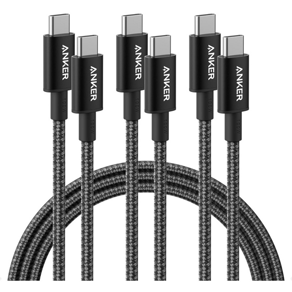 5-Pack Anker 6ft 100W USB-C Charger Cable