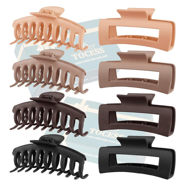 8-Pack Women's Large Neutral Big Hair Claw Clips