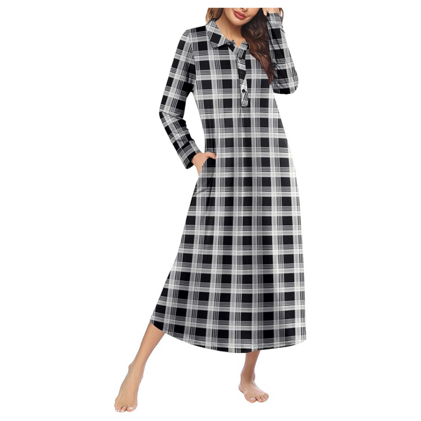 Ekouaer Women's Long Sleeve Button Nightgowns With Pockets (Various)
