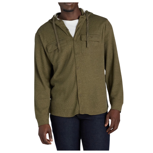 Hollywood Men's Thermal Button Up Hoodie With Long Sleeves (Various)