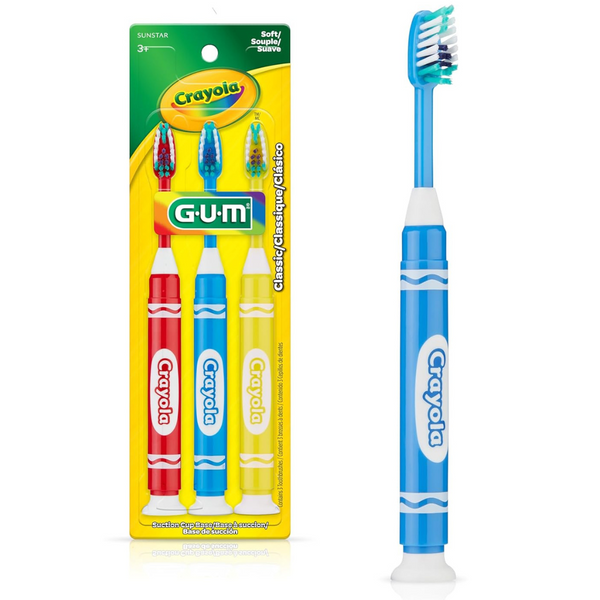 3-Count GUM Crayola Marker Kids' Toothbrush Set w/ Suction Cup Base