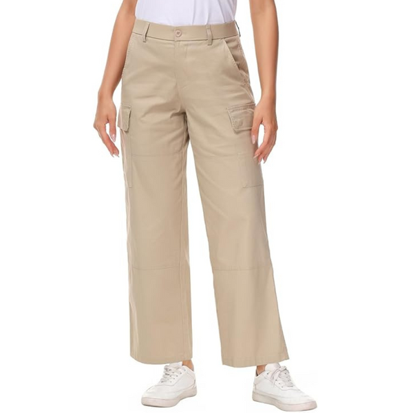 Women's Lightweight Elastic Waist Comfy Straight Leg Cargo Pants