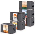 6-Pack Foldable Clothes Storage Bins with Lids