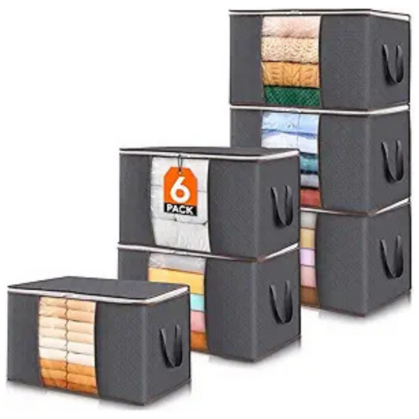6-Pack Foldable Clothes Storage Bins with Lids