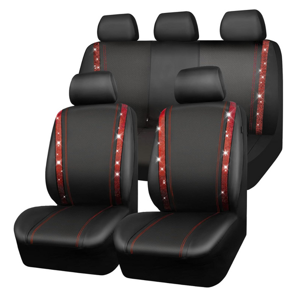 Car Pass Bling Waterproof Faux Leather Car Seat Covers Full Set