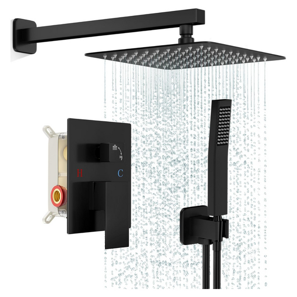 Fpxrng Black Rainfall Shower System With Rain Shower Head