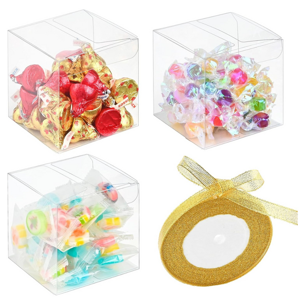 45-Pack Clear Plastic Favor/Gift Boxes With Ribbon