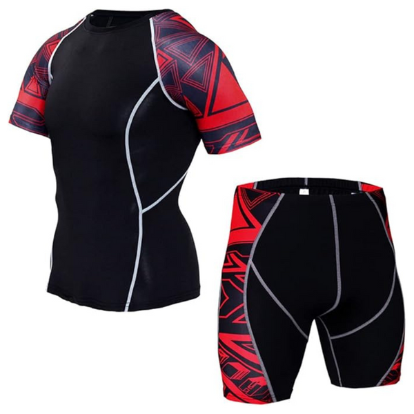 Men's Compression Shorts Sleeve Shirt & Shorts Workout Set