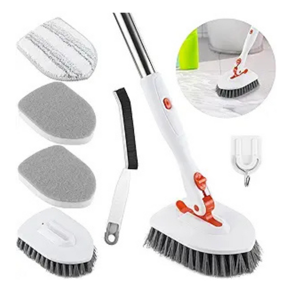 Wlich 3-In-1 Tub Tile 52 Inch Long Handle Shower Scrubbing Scrubber Brush