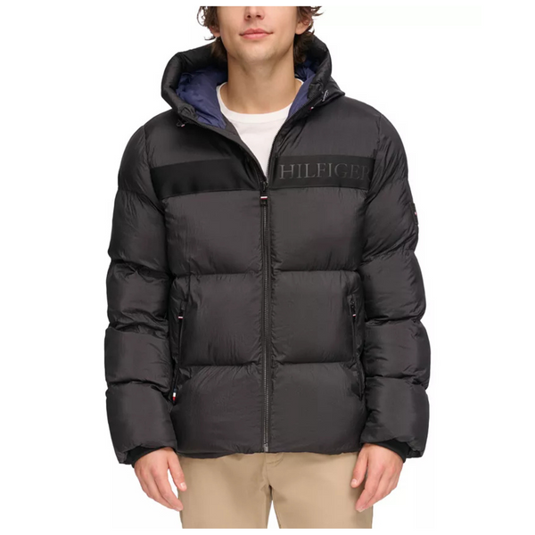 Tommy Hilfger Men's New Ghost Logo Print Puffer Jacket (Seaport)