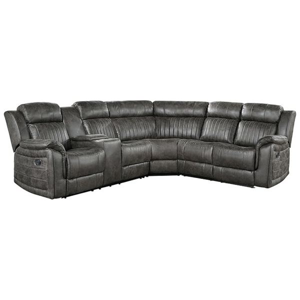 Lexicon Reclining L Shape Sectional Couches With Drop-Down Cup Holders
