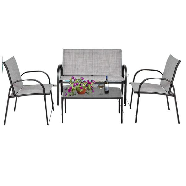 4-Piece Costway Patio Furniture Set Sofa Coffee Table