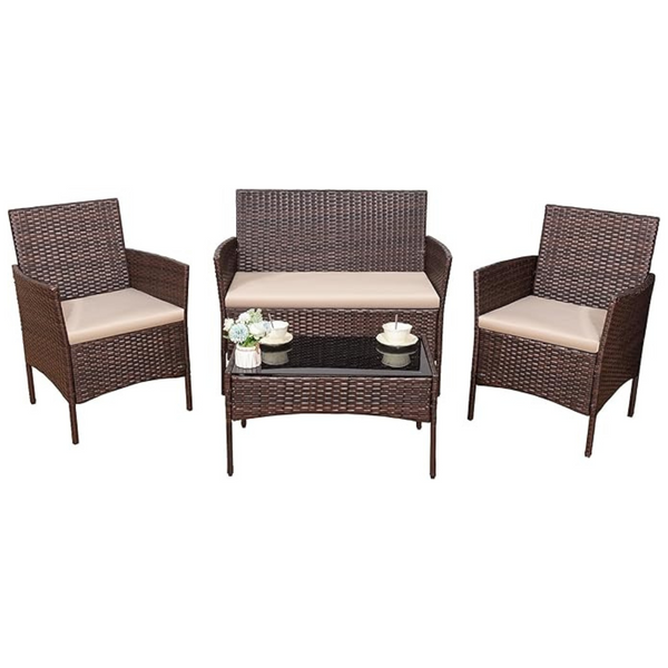 4-Piece Devoko Outdoor PE Rattan Wicker Patio Furniture Set