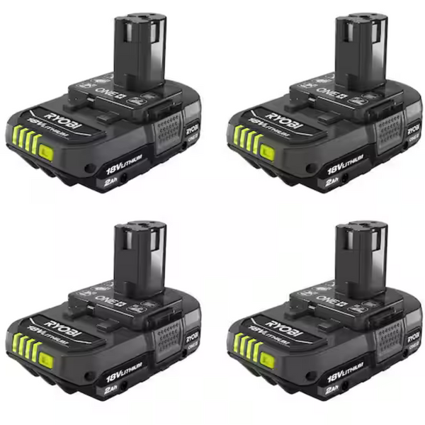 4-Pack RYOBI ONE+ 18V Lithium-Ion 2.0 Ah Compact Battery