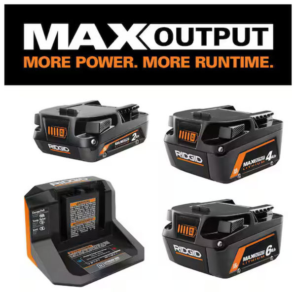 3-Count Ridgid 18V MAX Output Batteries (6Ah, 4Ah & 2Ah) W/ Charger