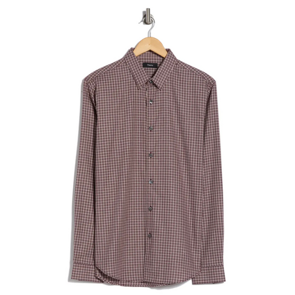 Theory Men's Rammy Flannel Button-Up Shirt (Chianti Multi)