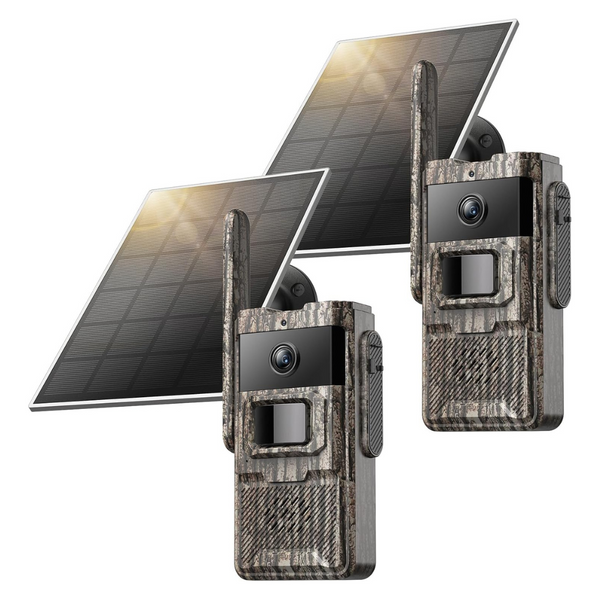 2-Pack 4G LTE Cellular Unlimited Data Plan Solar Trail Cameras