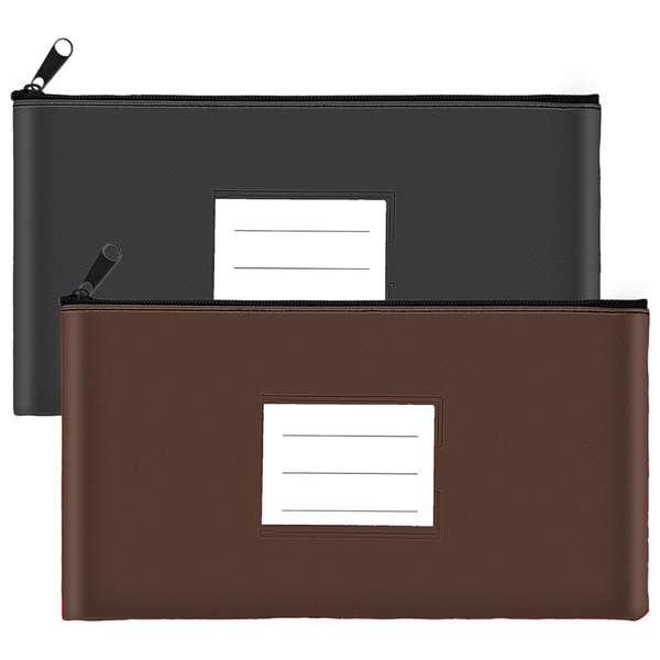 2-Pack 11" x 6" Waterproof PU Leather Bank Deposit Money Bags W/ Zipper