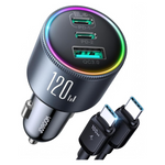 3-Port 120W USB Type-C Fast Charging Car Charger