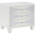 Benjara Lexi 28" Shimmer Accents Modern Nightstand with 3 Drawers