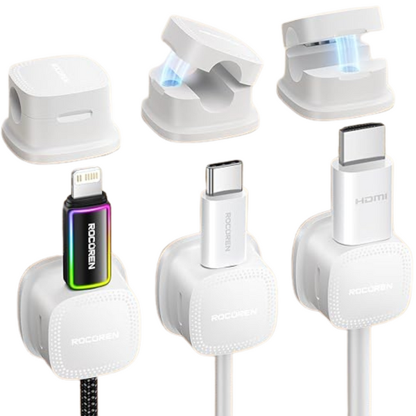Rocoren 6-Piece Magnetic Cable Clips Cord Organizer