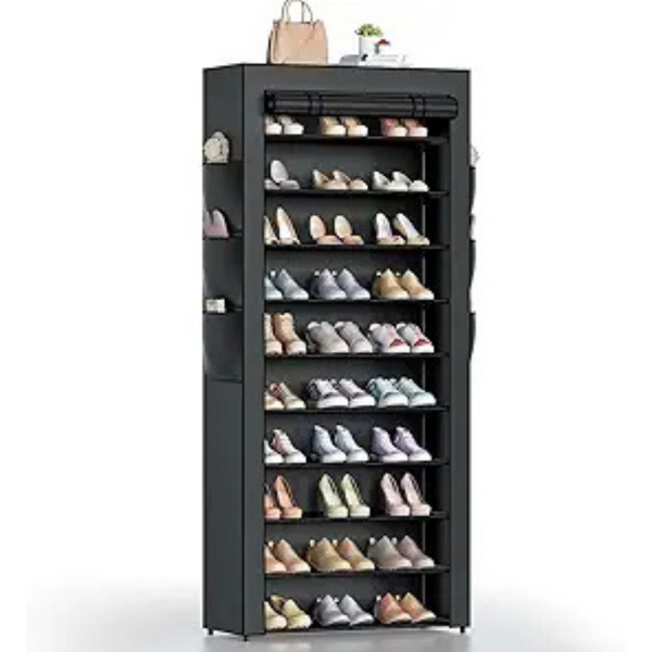 Covered Tall Metal Shoes Rack Organizer