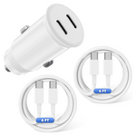 Cabepow 40W Dual USB-C Car Charger With 2-Pack 6ft USB-C Cables