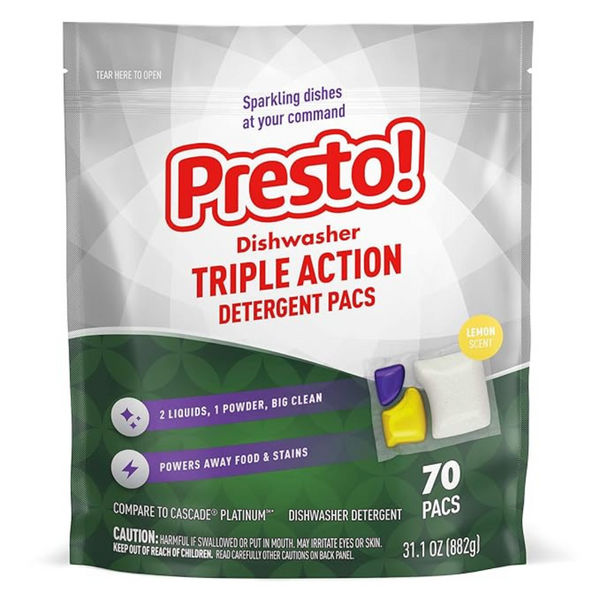 70-Count Amazon Brand Presto! Triple Action Dishwasher Pods