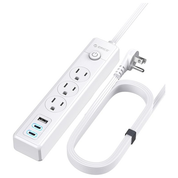 Orico 3-Outlet 3-USB Power Strip With 25ft Flat Cord