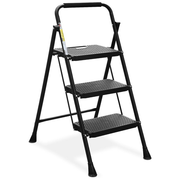 HBTower 3 Step Folding Ladder With Wide Anti-Slip Pedal