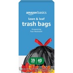 40-Count 39-Gal Amazon Basics Lawn & Leaf Drawstring Trash Bags