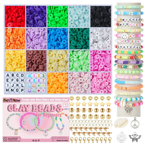 BestNow 3,600 Pcs Clay Beads Bracelet Making Kit, 18 Colors