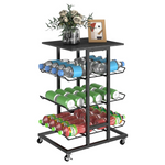 4 Tier Free Standing Water Bottle Holder Stand With Storage