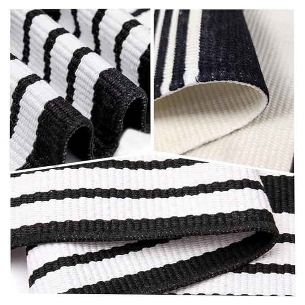 Cotton Black & White Striped Rug (27.5" x 43")