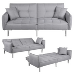 Alden Design Fabric Covered Futon Sofa Bed With Backrest