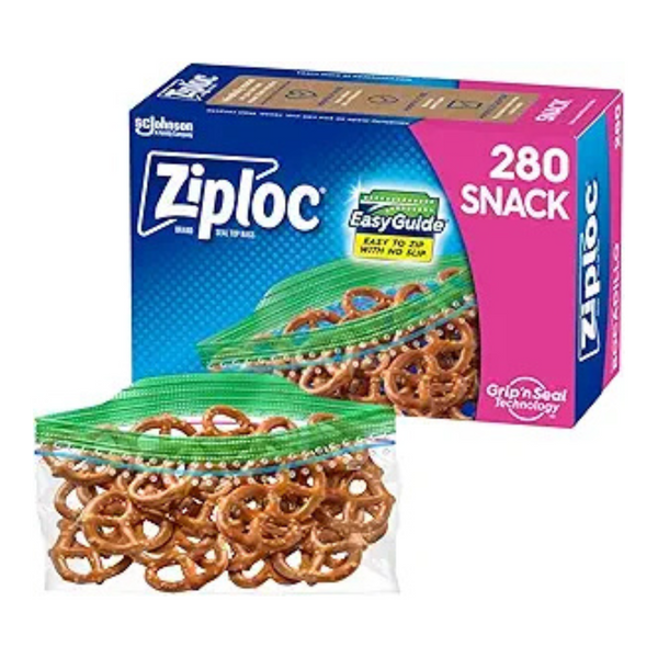 280-Count Ziploc Snack Bags With EasyGuide Texture