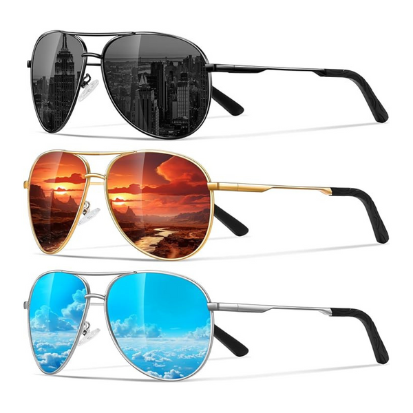 3-Pack Eiuizah Polarized Aviator Sunglasses For Men And Women