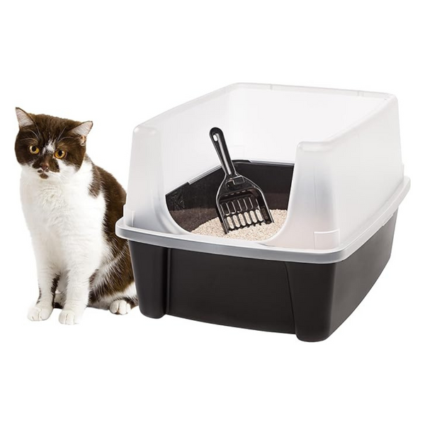 IRIS USA Large Open Cat Litter Box With Scatter Shield & Scoop