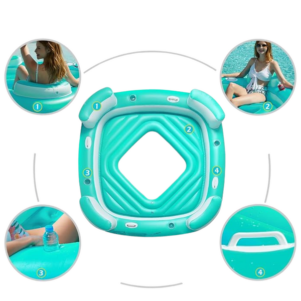 Jasonwell 4-Person Lounger Inflatable Floating Island Pool Float