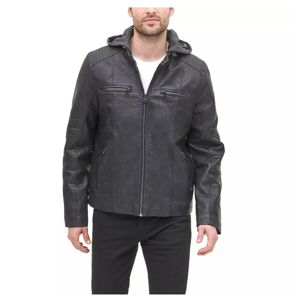 Levi's Men's Faux Leather Hooded Racer Jacket (3 Colors)