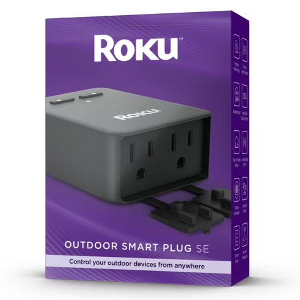 Roku Outdoor 2-Outlet WiFi Smart Plug With Alexa & Google Assistant