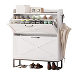 Entryway Narrow Shoe Cabinet Storage W/ 2 Flip Drawers (Select Colors)